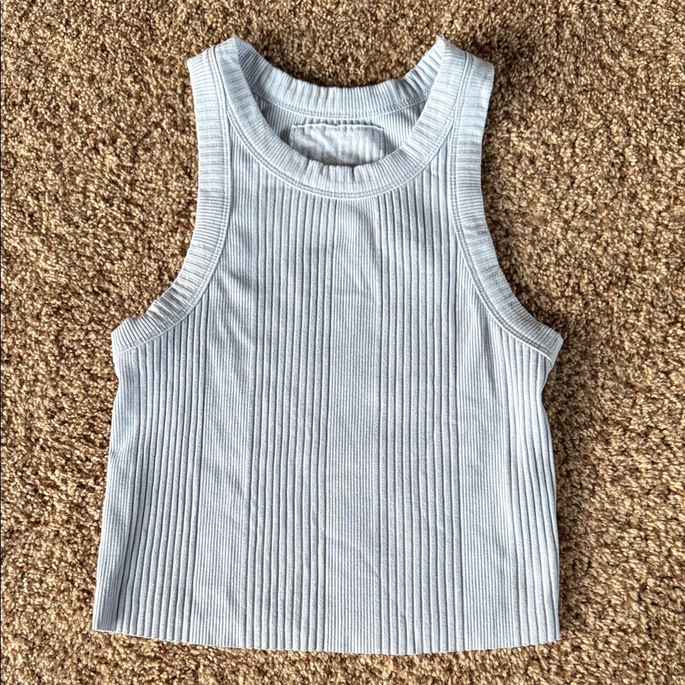 aerie Light Blue Ribbed Crop Tank size XS